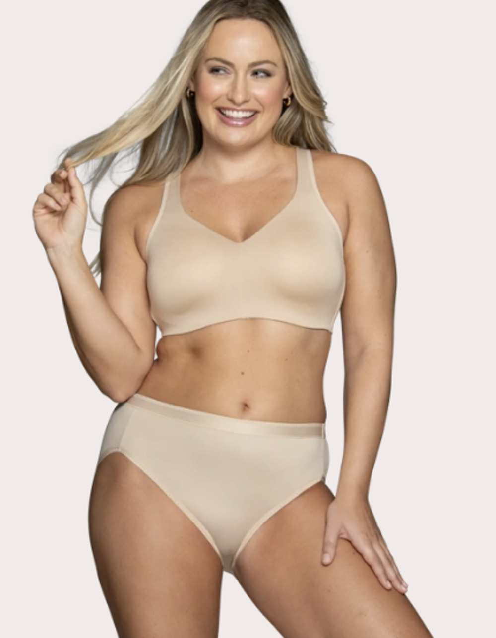Vanity Fair Women's Large Beyond Comfort Simple Sizing Wireless Nude Bra A2-6